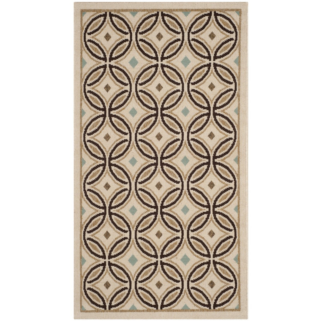 SAFAVIEH Outdoor VER047-0212 Veranda Cream / Chocolate Rug Image 1