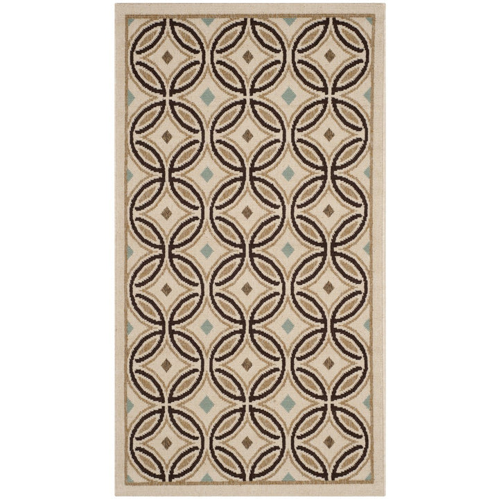 SAFAVIEH Outdoor VER047-0212 Veranda Cream / Chocolate Rug Image 1