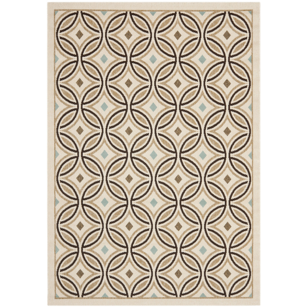 SAFAVIEH Outdoor VER047-0212 Veranda Cream / Chocolate Rug Image 6