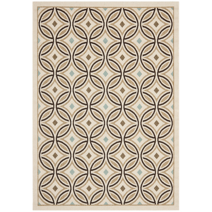 SAFAVIEH Outdoor VER047-0212 Veranda Cream / Chocolate Rug Image 6