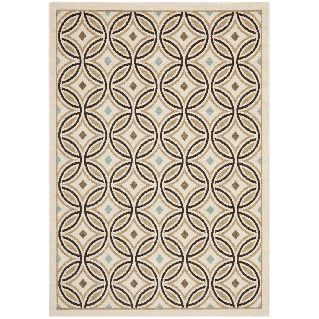 SAFAVIEH Outdoor VER047-0212 Veranda Cream / Chocolate Rug Image 1