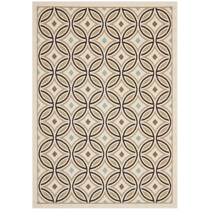 SAFAVIEH Outdoor VER047-0212 Veranda Cream / Chocolate Rug Image 1