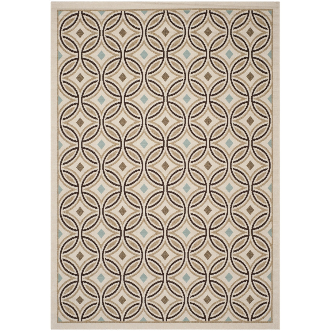 SAFAVIEH Outdoor VER047-0212 Veranda Cream / Chocolate Rug Image 7