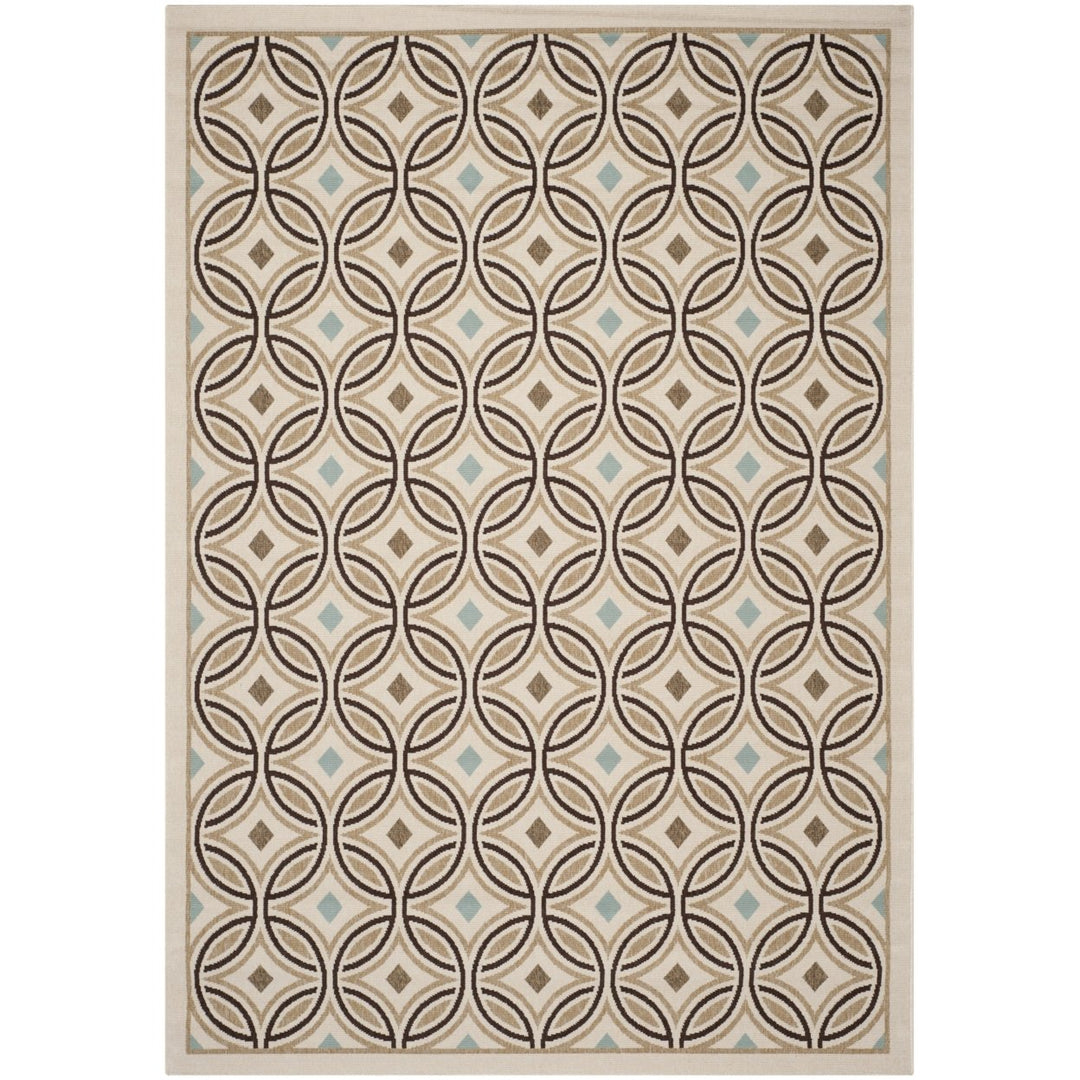 SAFAVIEH Outdoor VER047-0212 Veranda Cream / Chocolate Rug Image 1