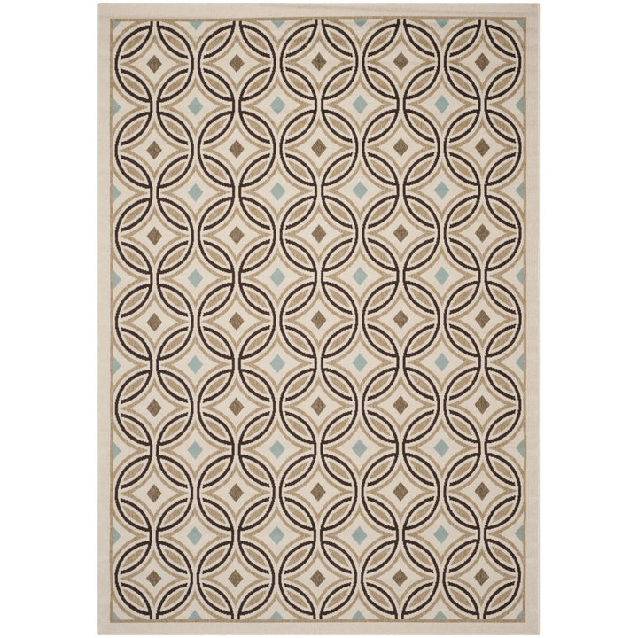 SAFAVIEH Outdoor VER047-0212 Veranda Cream / Chocolate Rug Image 1