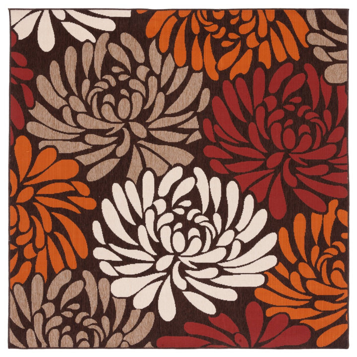 SAFAVIEH Outdoor VER049-0325 Veranda Chocolate / Terracotta Rug Image 6