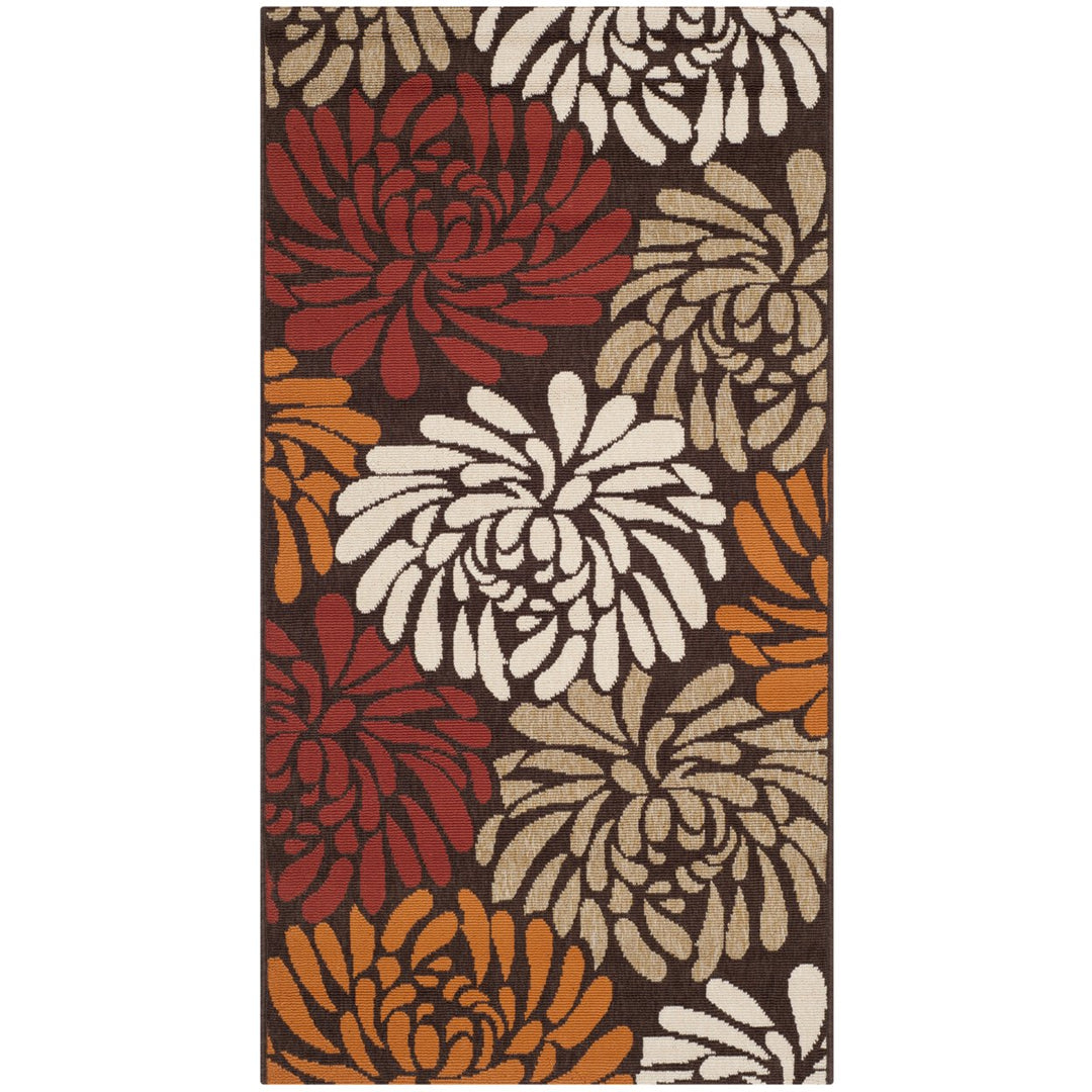 SAFAVIEH Outdoor VER049-0325 Veranda Chocolate / Terracotta Rug Image 9