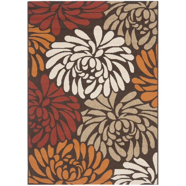 SAFAVIEH Outdoor VER049-0325 Veranda Chocolate / Terracotta Rug Image 10