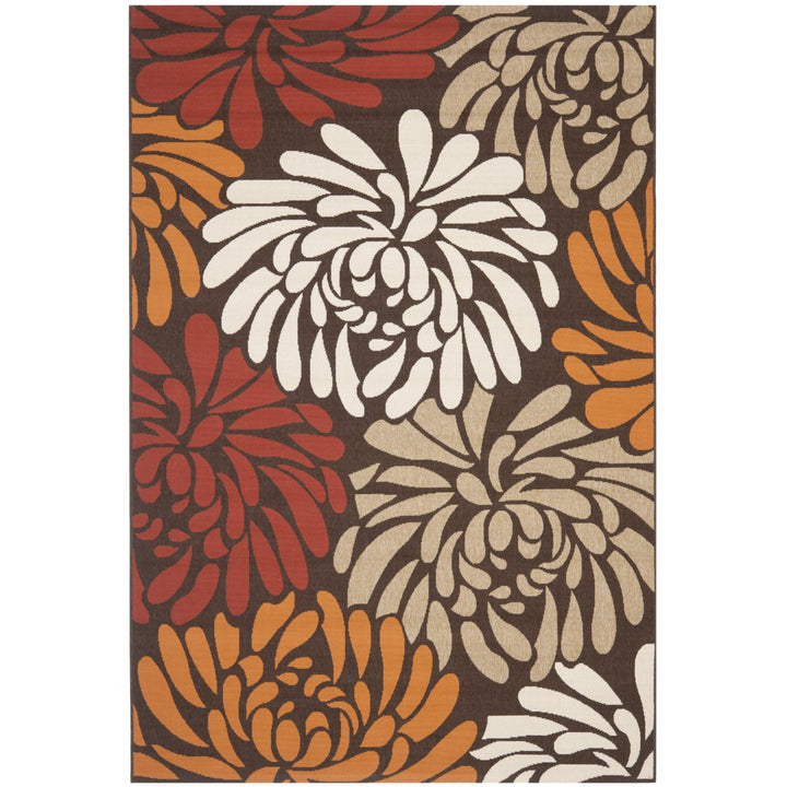 SAFAVIEH Outdoor VER049-0325 Veranda Chocolate / Terracotta Rug Image 11