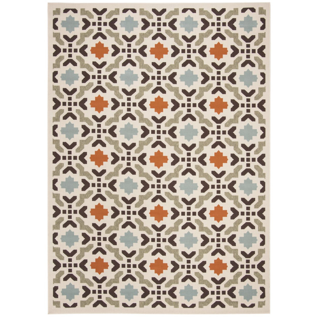 SAFAVIEH Outdoor VER080-0712 Veranda Cream / Terracotta Rug Image 1