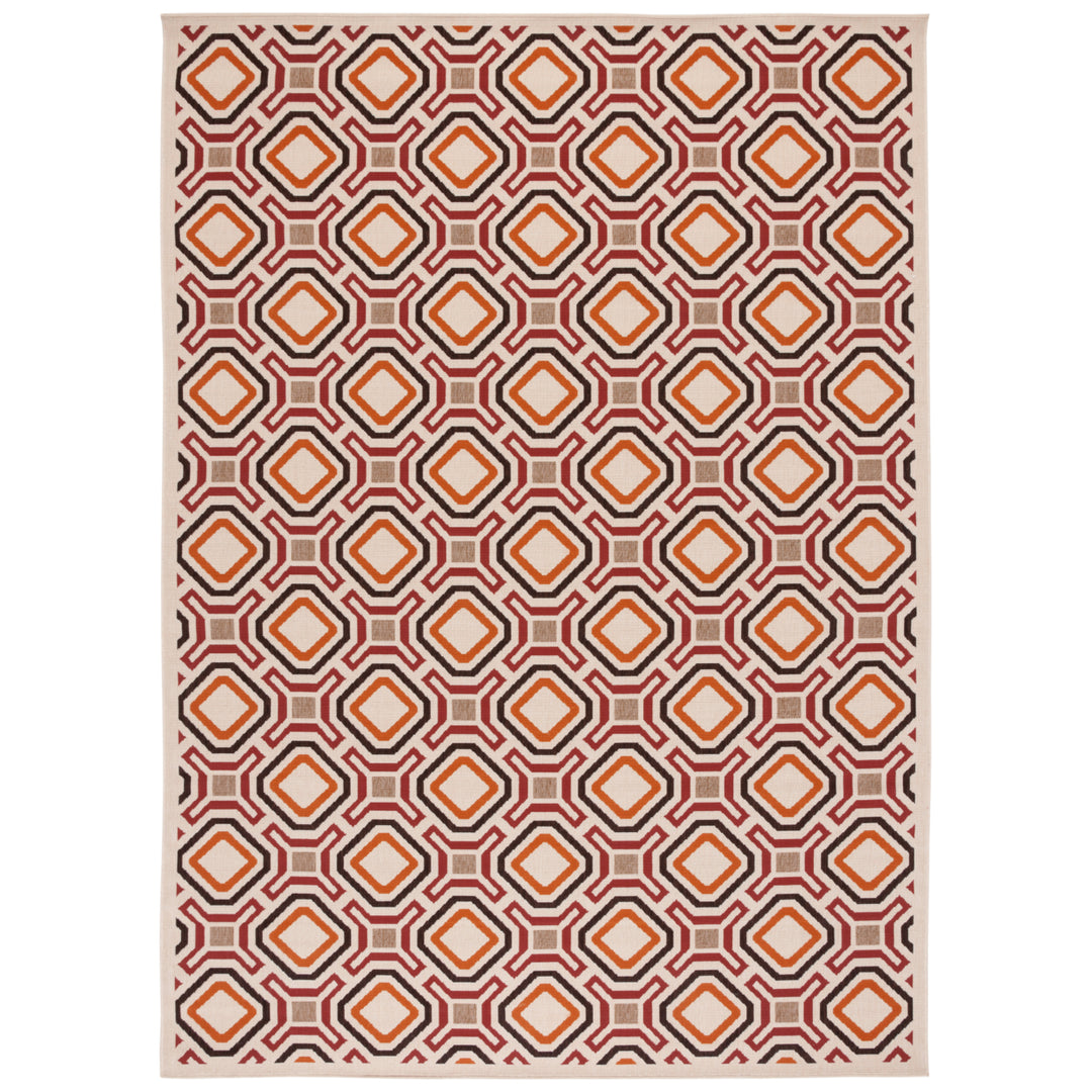 SAFAVIEH Outdoor VER089-0313 Veranda Collection Creme / Red Rug Image 2