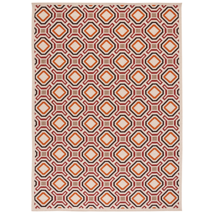 SAFAVIEH Outdoor VER089-0313 Veranda Collection Creme / Red Rug Image 2