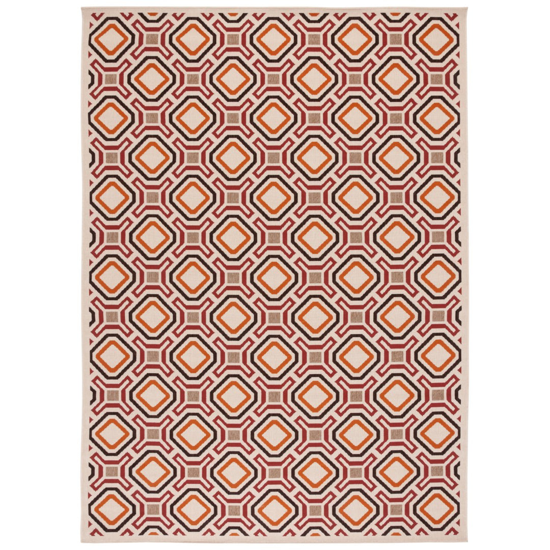 SAFAVIEH Outdoor VER089-0313 Veranda Collection Creme / Red Rug Image 1