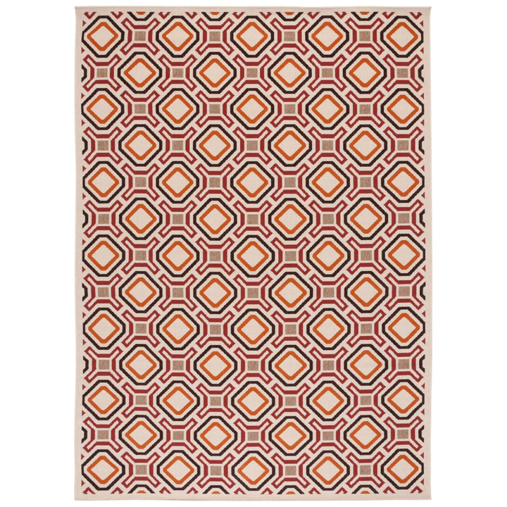 SAFAVIEH Outdoor VER089-0313 Veranda Collection Creme / Red Rug Image 1