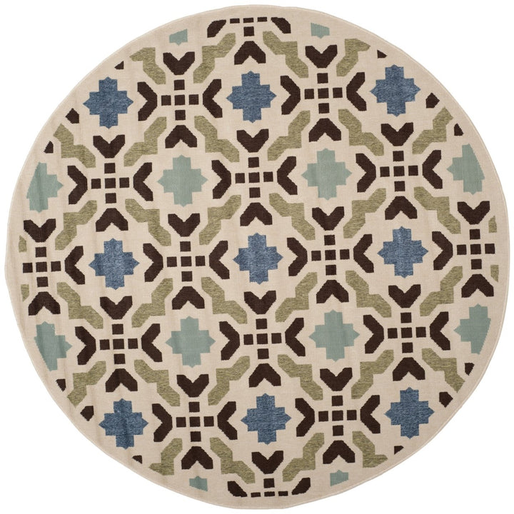 SAFAVIEH Outdoor VER080-0612 Veranda Cream / Aqua Rug Image 1