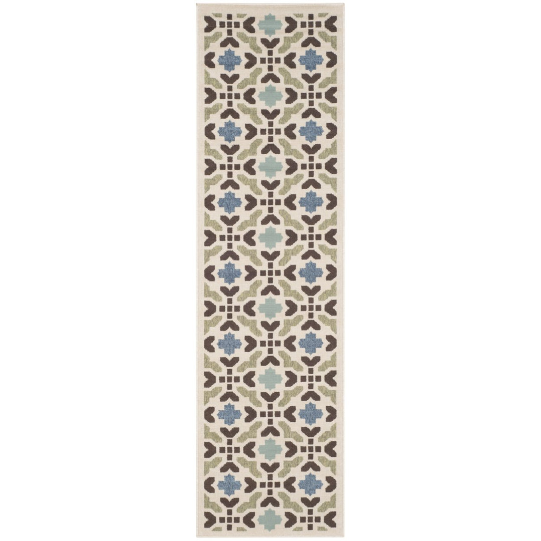 SAFAVIEH Outdoor VER080-0612 Veranda Cream / Aqua Rug Image 1