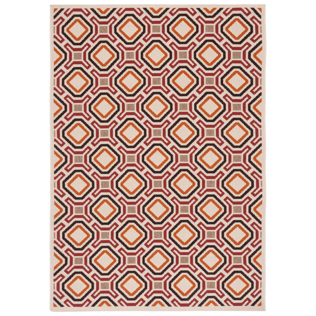 SAFAVIEH Outdoor VER089-0313 Veranda Collection Creme / Red Rug Image 3