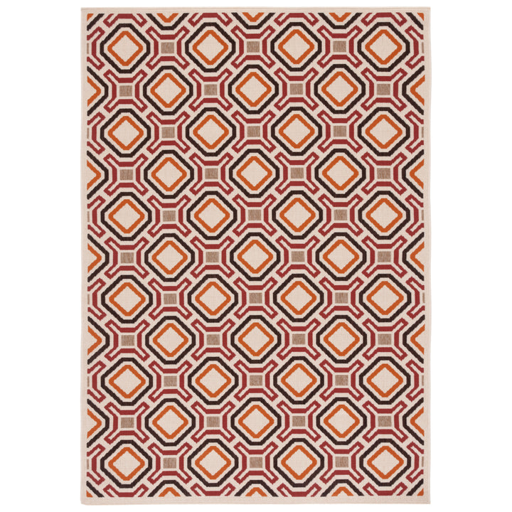 SAFAVIEH Outdoor VER089-0313 Veranda Collection Creme / Red Rug Image 3