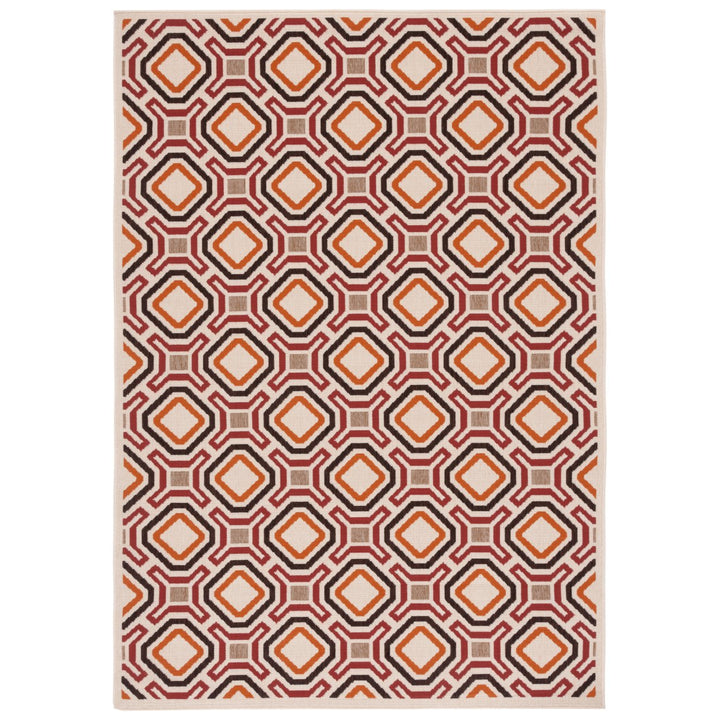 SAFAVIEH Outdoor VER089-0313 Veranda Collection Creme / Red Rug Image 1