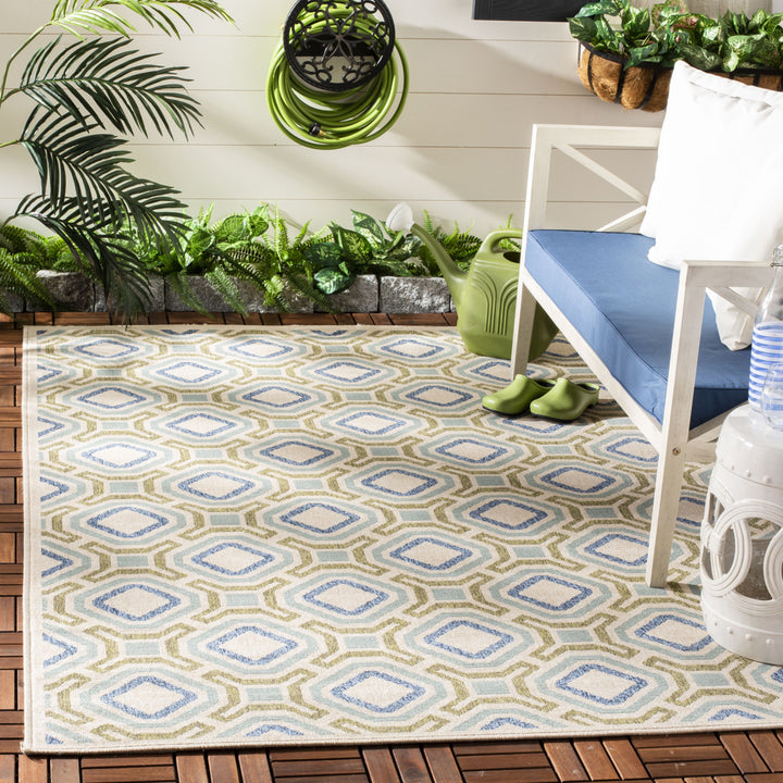 SAFAVIEH Outdoor VER089-0614 Veranda Cream / Green Rug Image 1