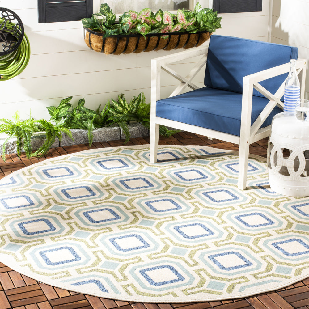 SAFAVIEH Outdoor VER089-0614 Veranda Cream / Green Rug Image 2