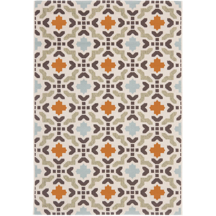 SAFAVIEH Outdoor VER080-0712 Veranda Cream / Terracotta Rug Image 1