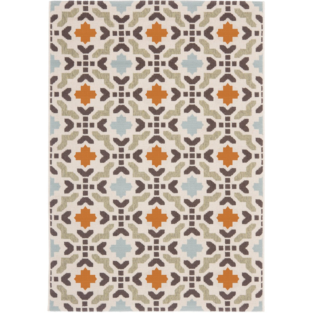 SAFAVIEH Outdoor VER080-0712 Veranda Cream / Terracotta Rug Image 1