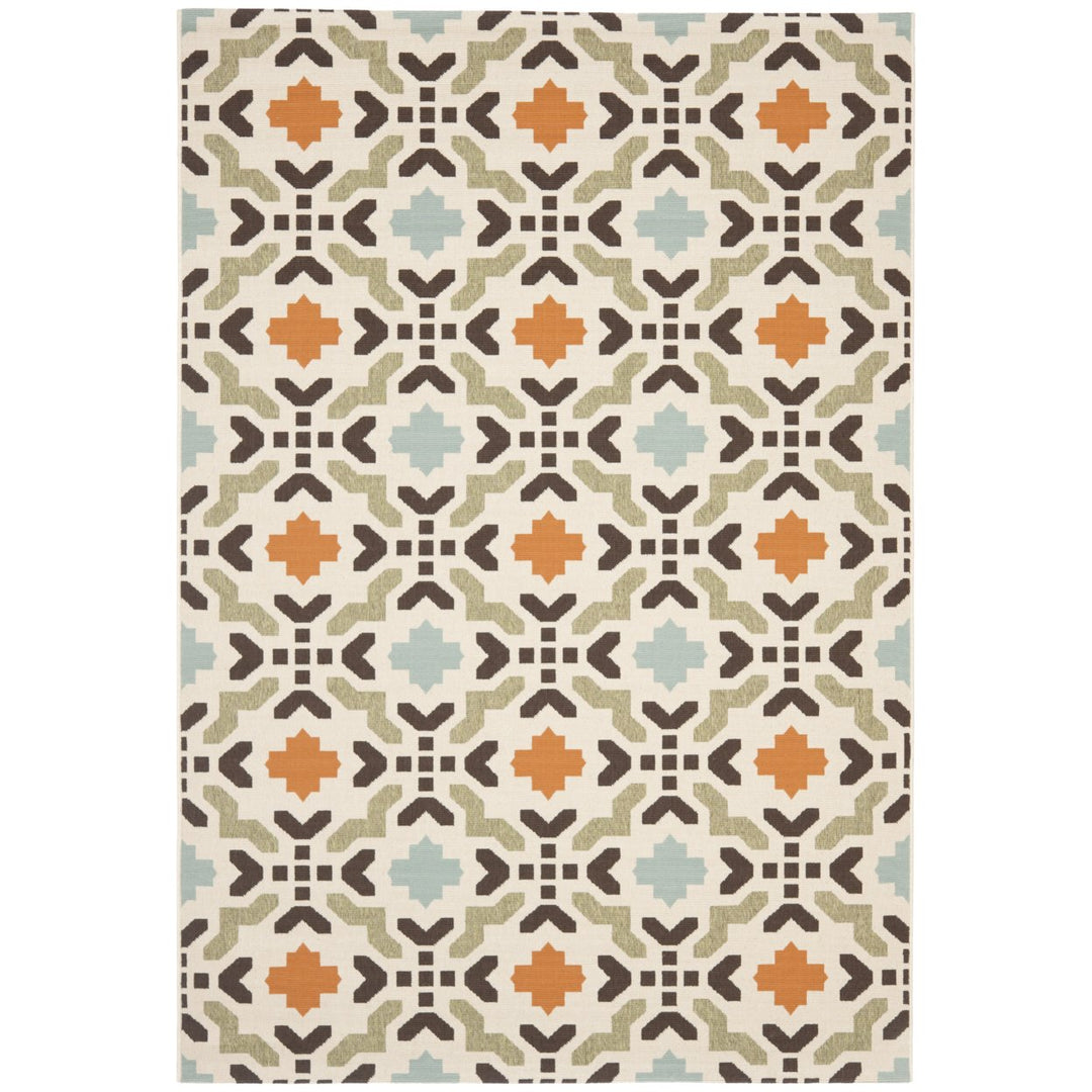 SAFAVIEH Outdoor VER080-0712 Veranda Cream / Terracotta Rug Image 1