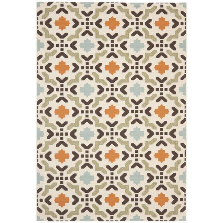 SAFAVIEH Outdoor VER080-0712 Veranda Cream / Terracotta Rug Image 1