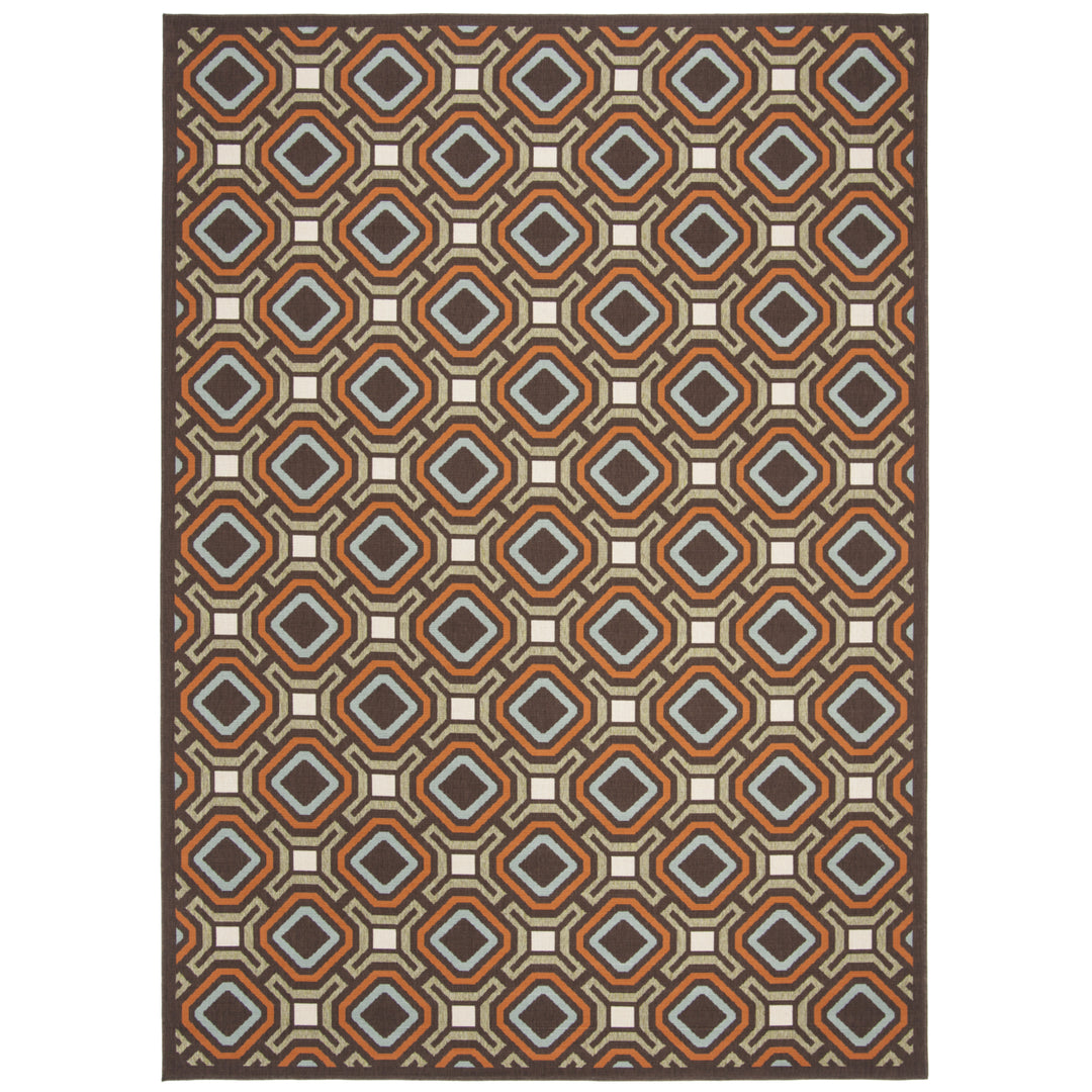 SAFAVIEH Outdoor VER089-0725 Veranda Chocolate / Terracotta Rug Image 2