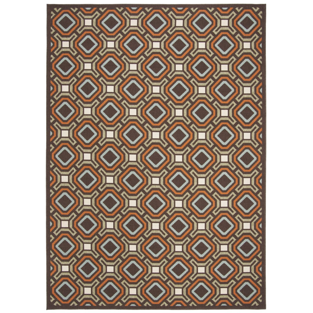 SAFAVIEH Outdoor VER089-0725 Veranda Chocolate / Terracotta Rug Image 1