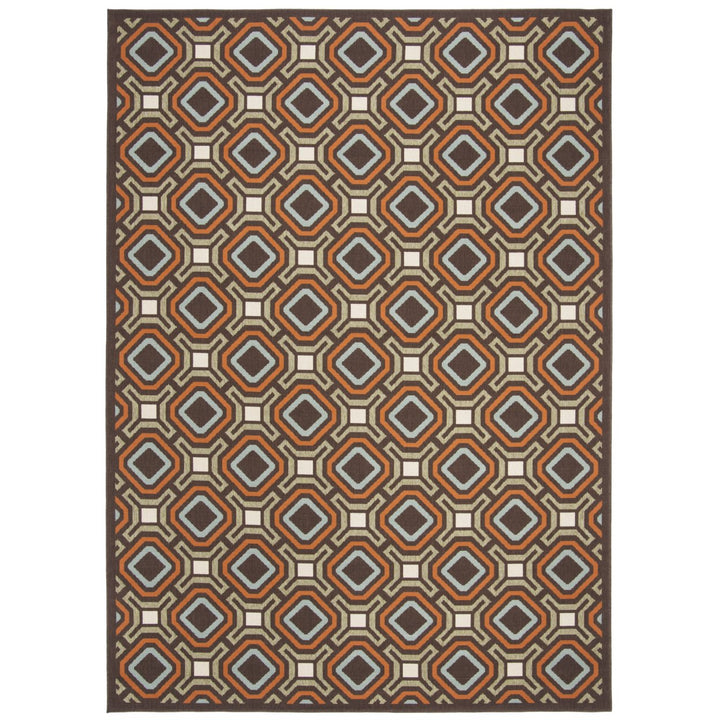 SAFAVIEH Outdoor VER089-0725 Veranda Chocolate / Terracotta Rug Image 1