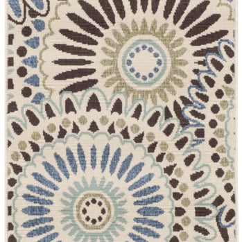 SAFAVIEH Outdoor VER091-0612 Veranda Cream / Blue Rug Image 1