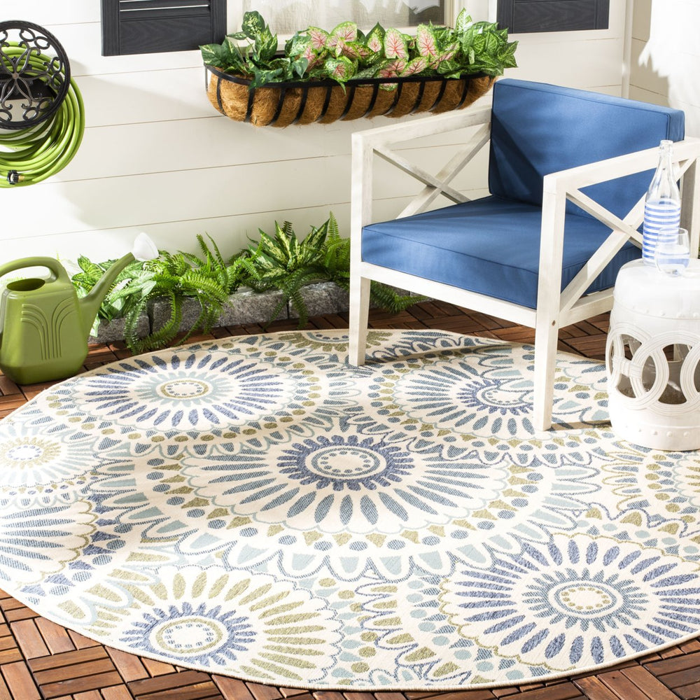 SAFAVIEH Outdoor VER091-0614 Veranda Cream / Green Rug Image 2