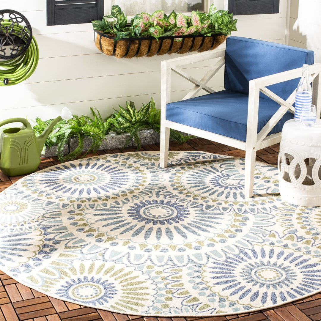 SAFAVIEH Outdoor VER091-0614 Veranda Cream / Green Rug Image 2