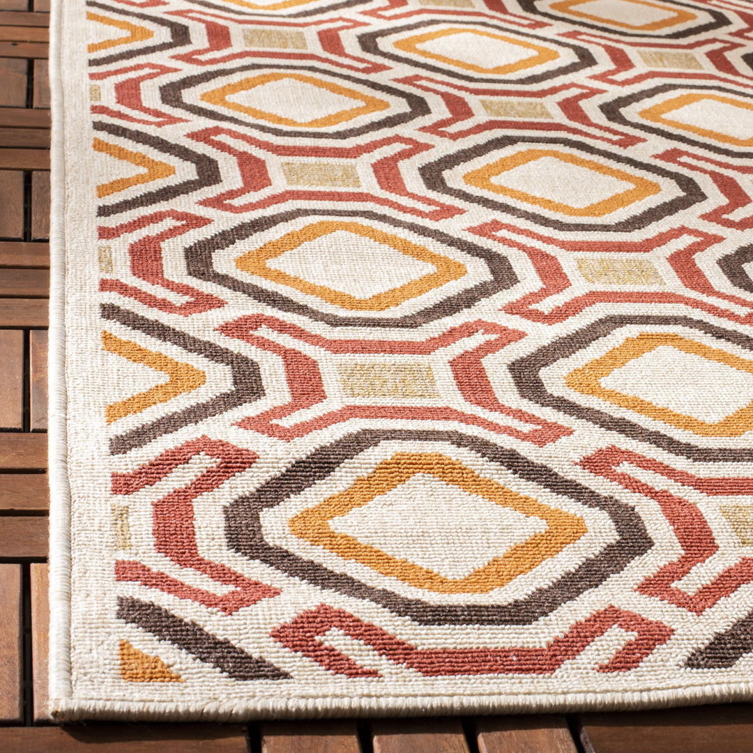 SAFAVIEH Outdoor VER089-0725 Veranda Chocolate / Terracotta Rug Image 4