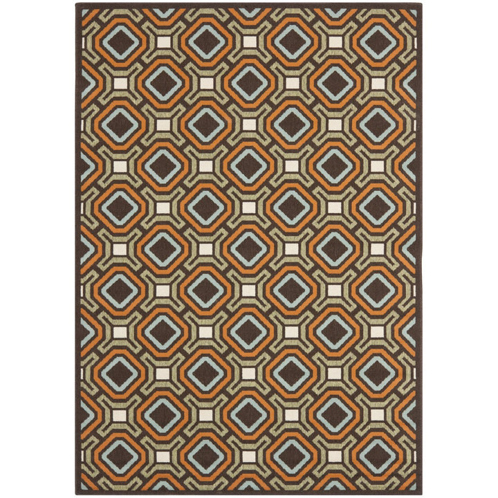 SAFAVIEH Outdoor VER089-0725 Veranda Chocolate / Terracotta Rug Image 1