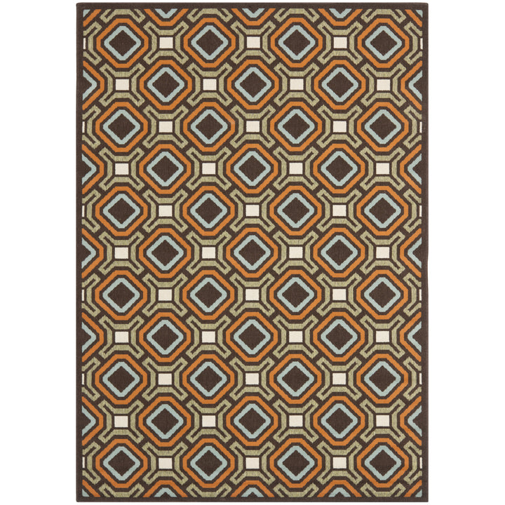 SAFAVIEH Outdoor VER089-0725 Veranda Chocolate / Terracotta Rug Image 6