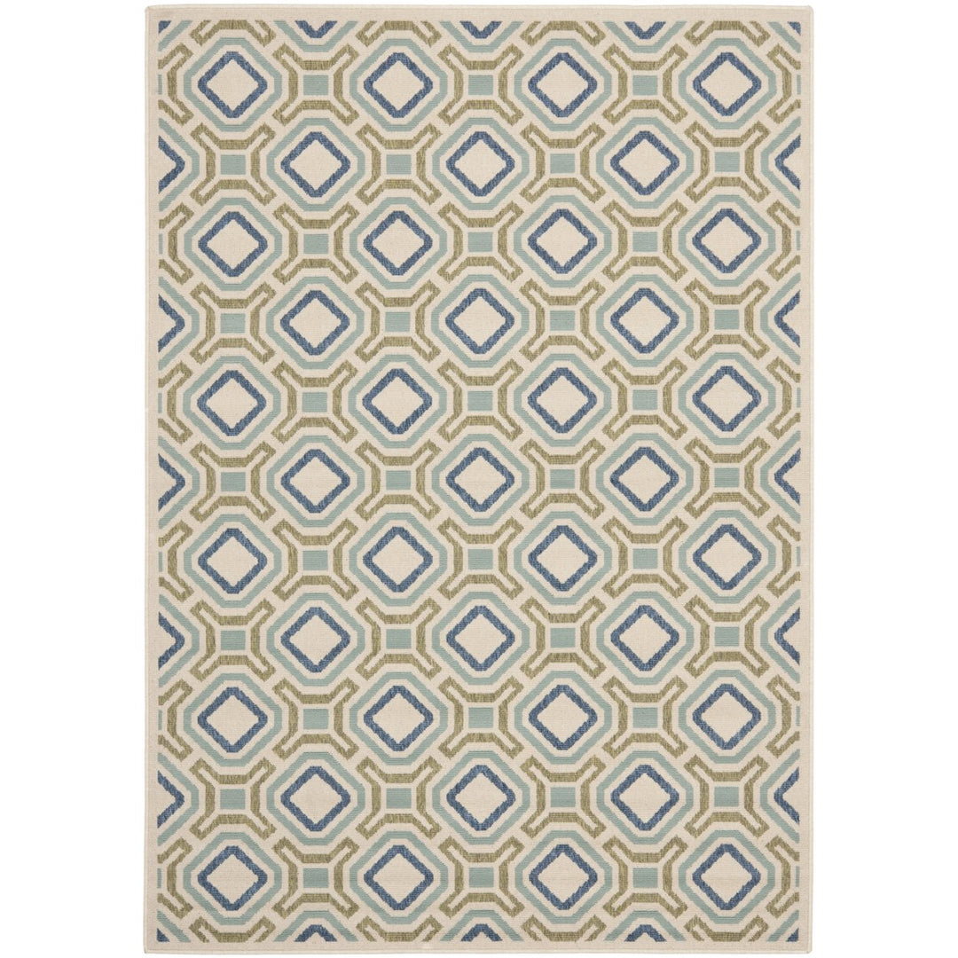 SAFAVIEH Outdoor VER089-0614 Veranda Cream / Green Rug Image 1