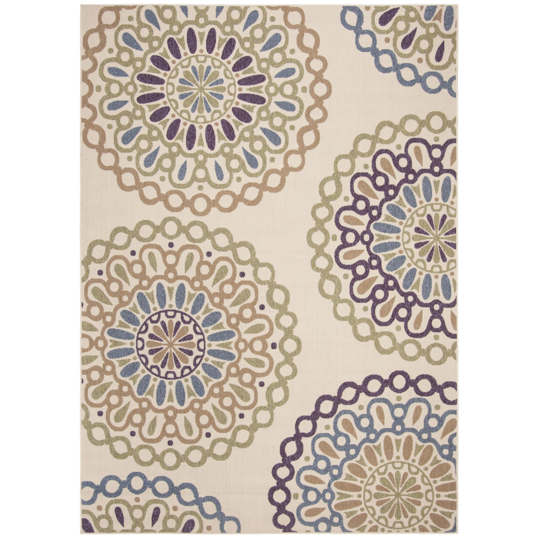 SAFAVIEH Outdoor VER092-0514 Veranda Cream / Green Rug Image 3