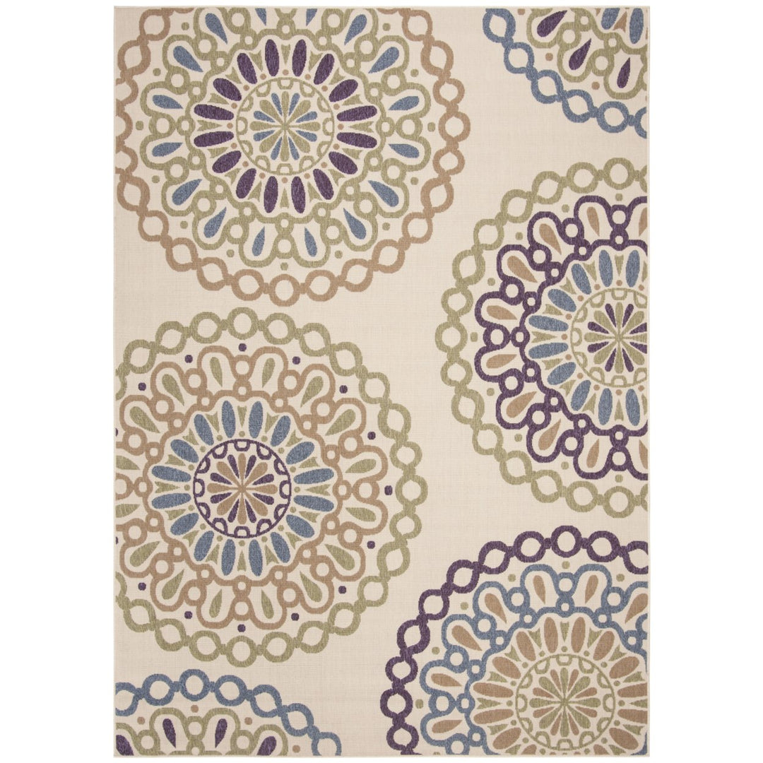 SAFAVIEH Outdoor VER092-0514 Veranda Cream / Green Rug Image 1