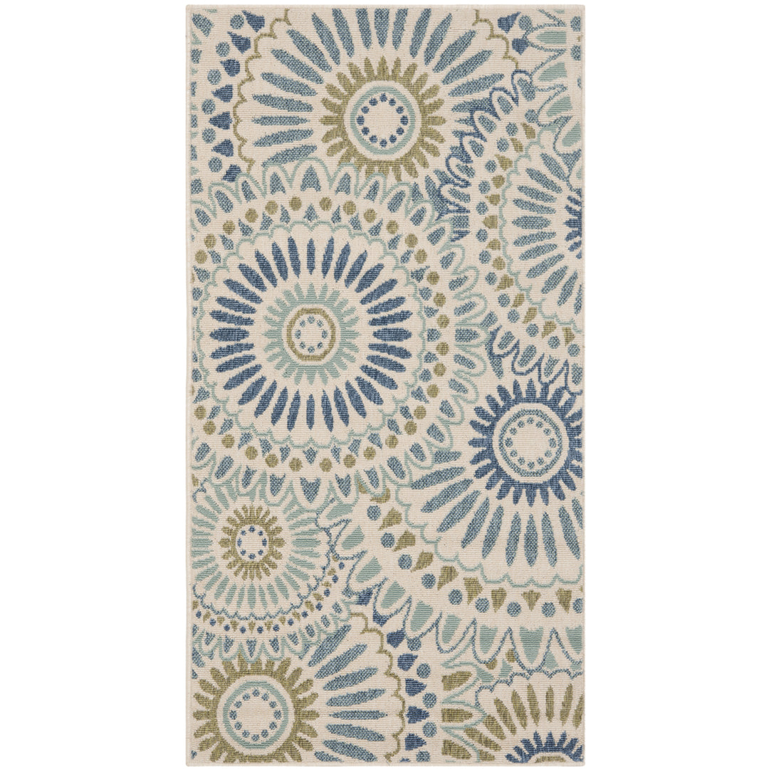 SAFAVIEH Outdoor VER091-0614 Veranda Cream / Green Rug Image 11