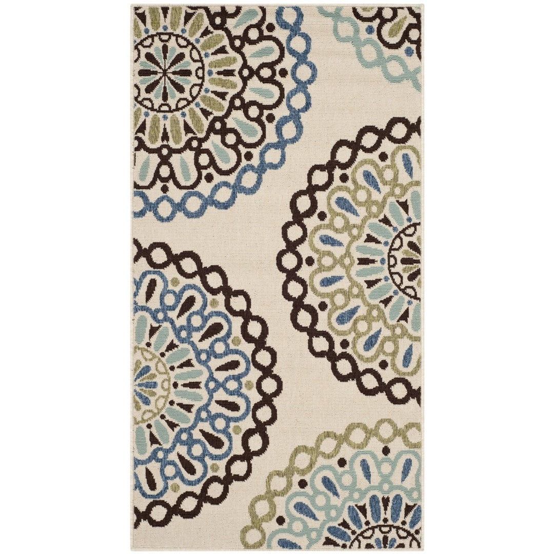 SAFAVIEH Outdoor VER092-0615 Veranda Cream / Blue Rug Image 1