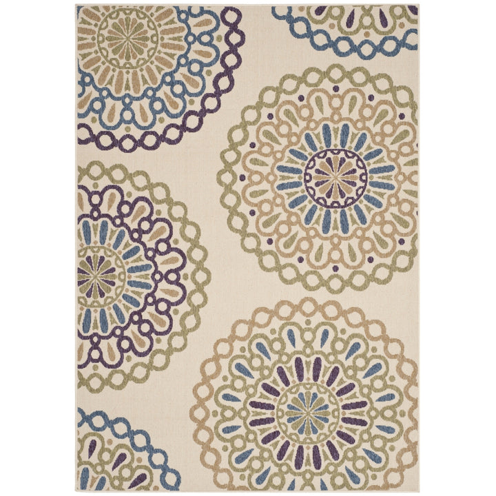 SAFAVIEH Outdoor VER092-0514 Veranda Cream / Green Rug Image 10