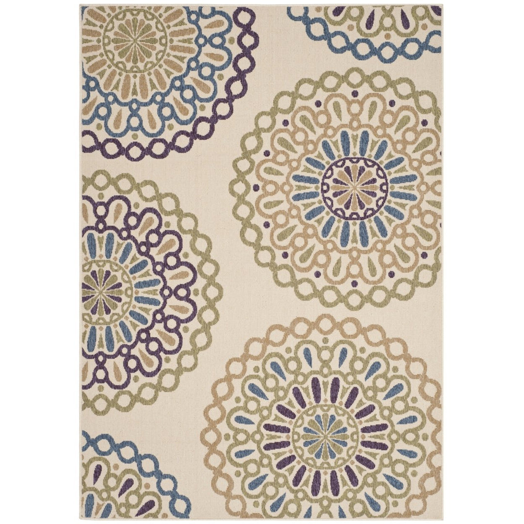 SAFAVIEH Outdoor VER092-0514 Veranda Cream / Green Rug Image 1