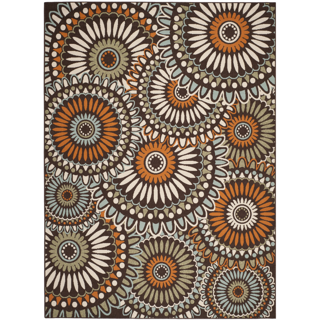 SAFAVIEH Outdoor VER091-0725 Veranda Chocolate / Terracotta Rug Image 4