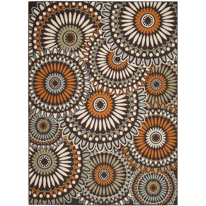 SAFAVIEH Outdoor VER091-0725 Veranda Chocolate / Terracotta Rug Image 1