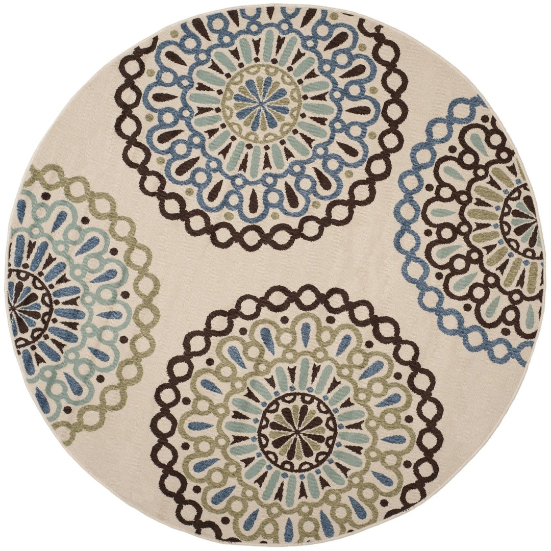 SAFAVIEH Outdoor VER092-0615 Veranda Cream / Blue Rug Image 1