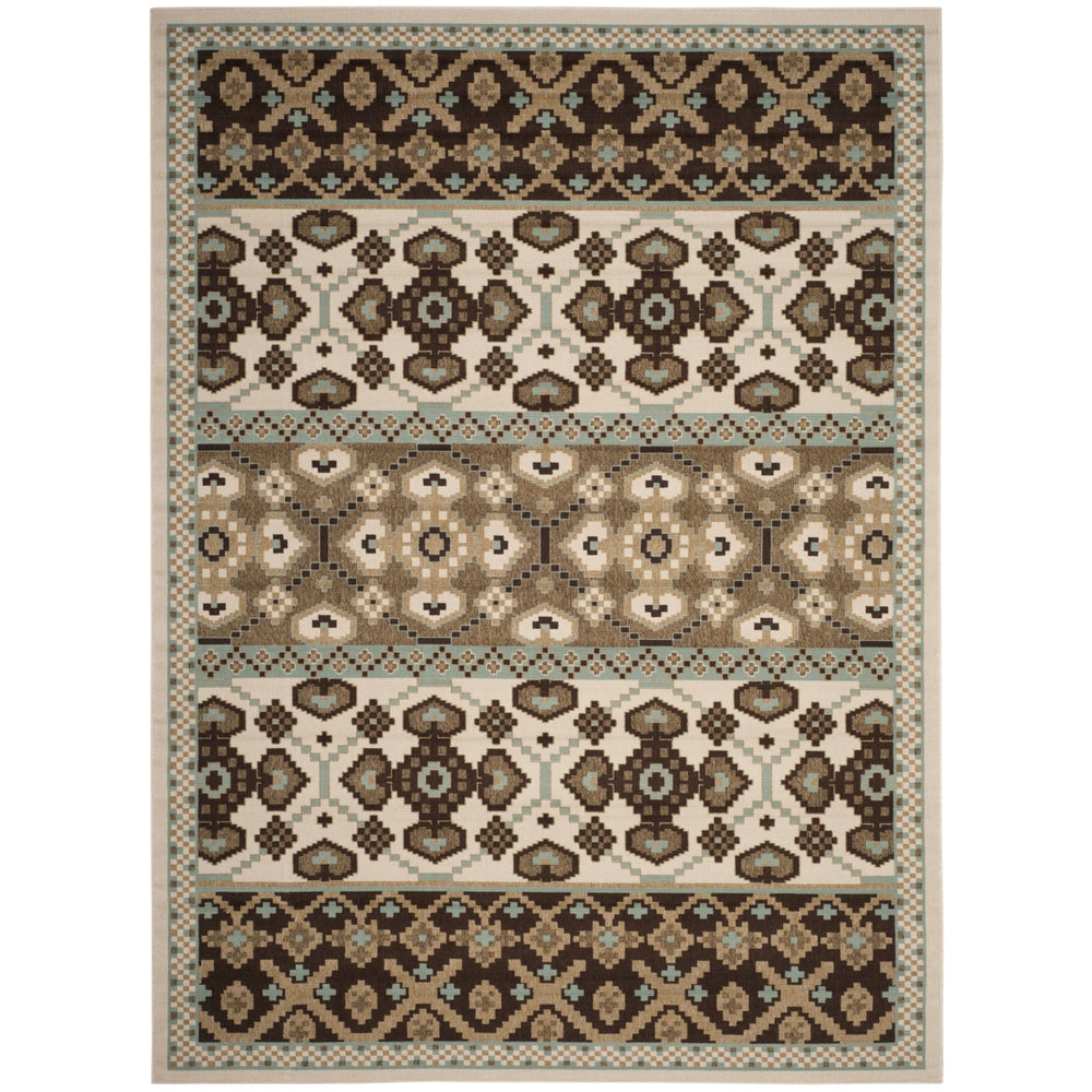 SAFAVIEH Outdoor VER093-0212 Veranda Cream / Chocolate Rug Image 2