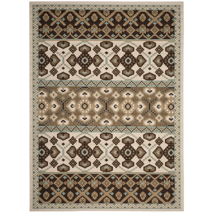 SAFAVIEH Outdoor VER093-0212 Veranda Cream / Chocolate Rug Image 2